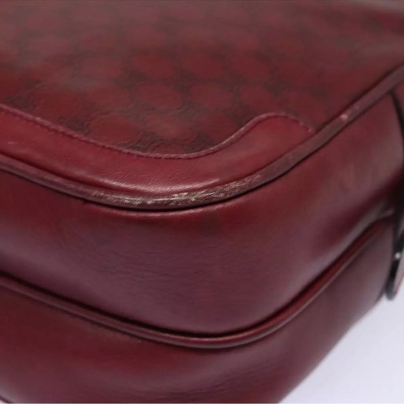 CELINE Macadam Canvas Shoulder Bag Leather Red Gold Authentic fm3695 - Vintage - Picture 8 of 15